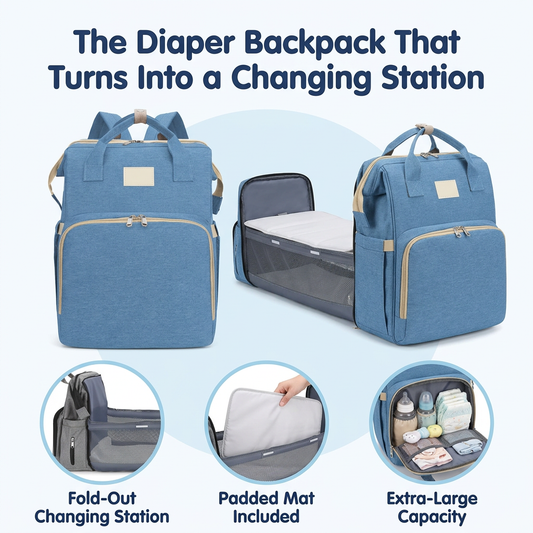 The diaper backpack that turns into a changing station
