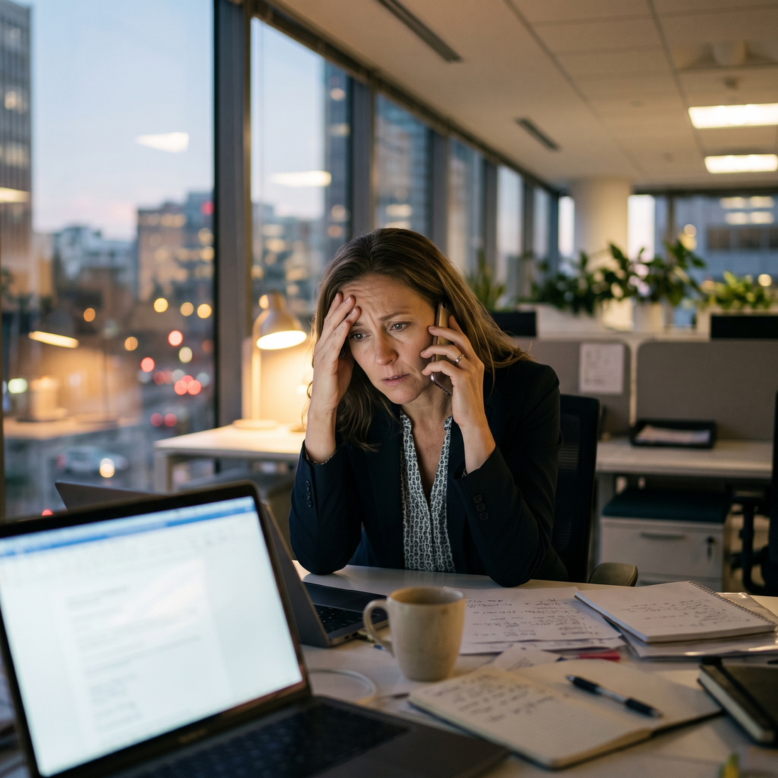 Worried daughter calling her mother from work